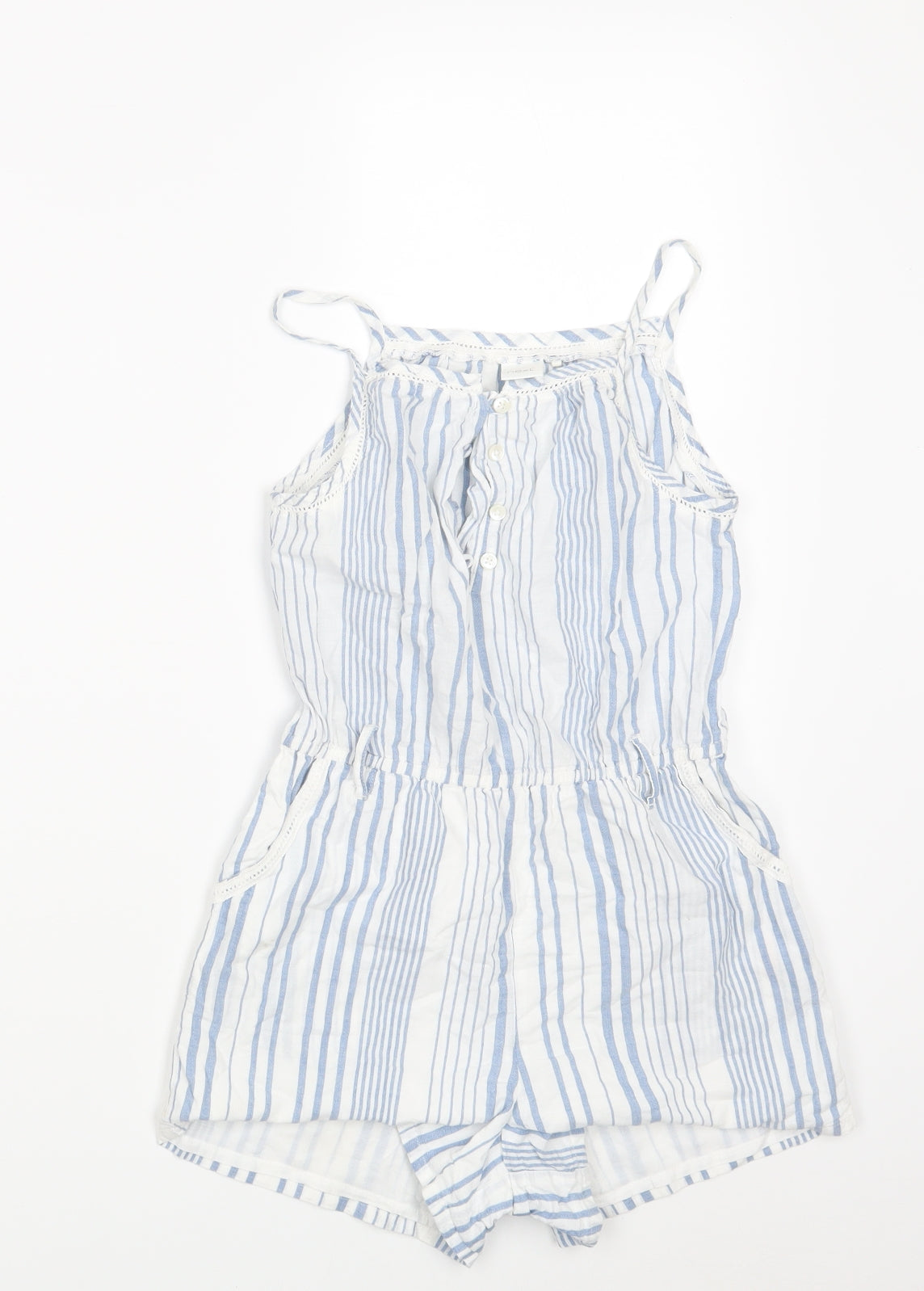 NEXT Girls White Striped  Jumpsuit One-Piece Size 9 Years