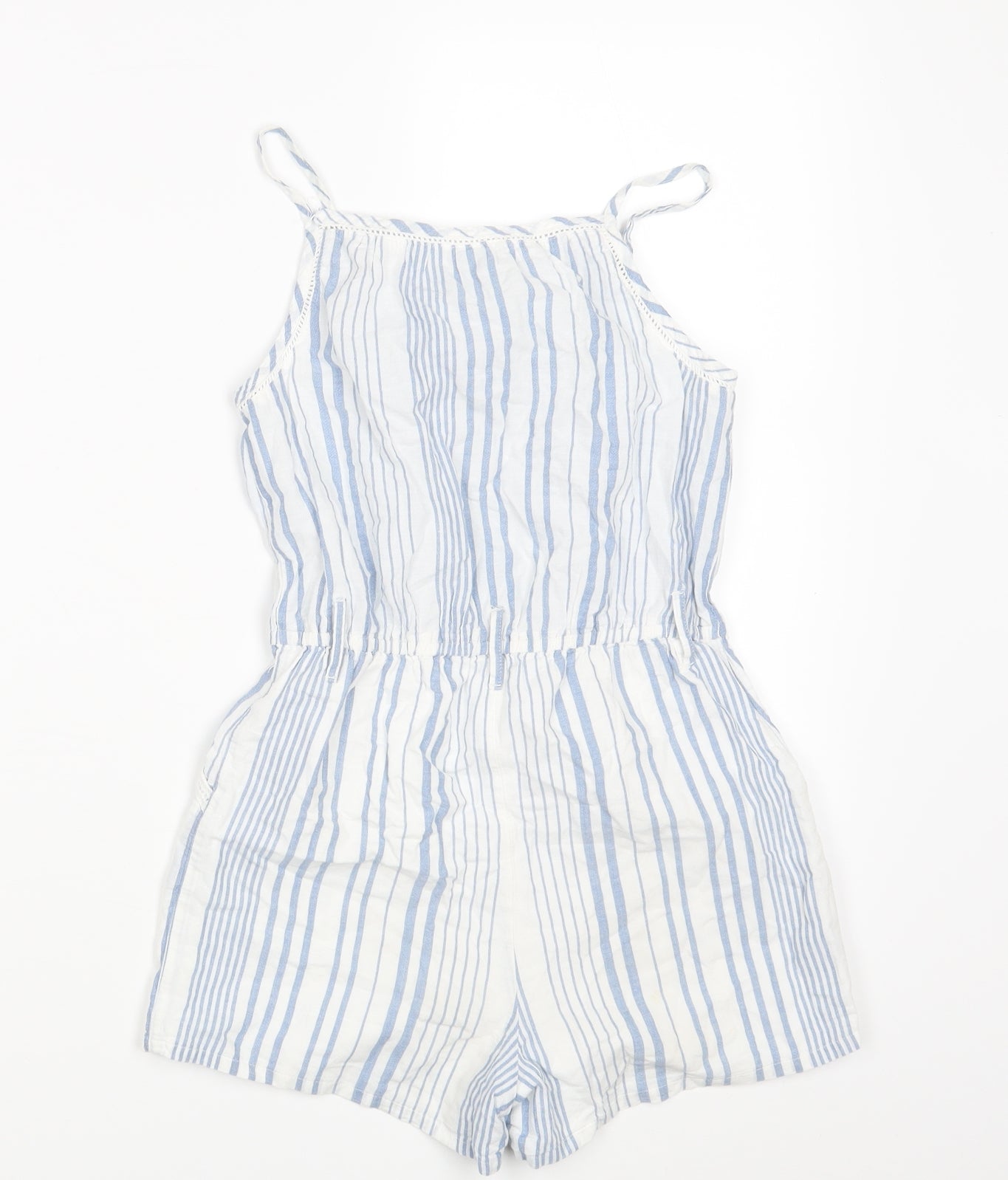 NEXT Girls White Striped  Jumpsuit One-Piece Size 9 Years