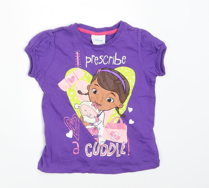 Disney Girls Purple Basic T-Shirt Size 24 Months