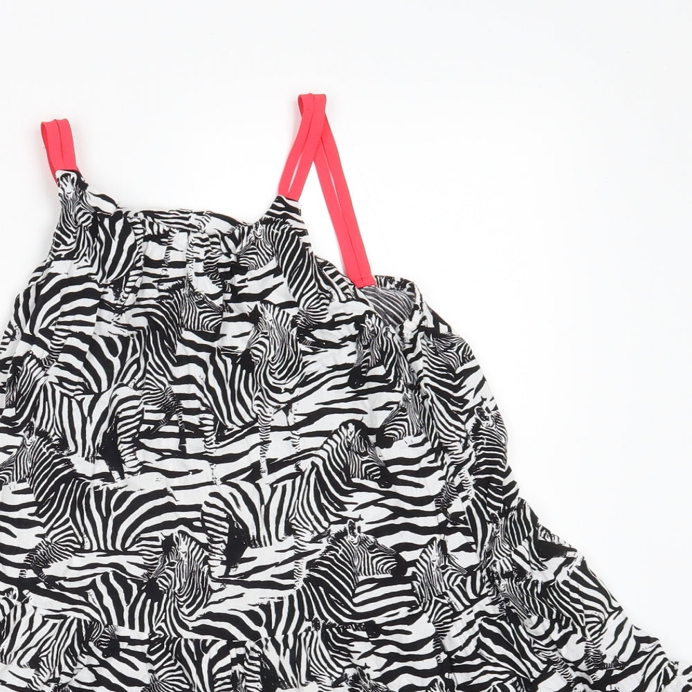 M&S Girls Black Animal Print  A-Line  Size 7-8 Years