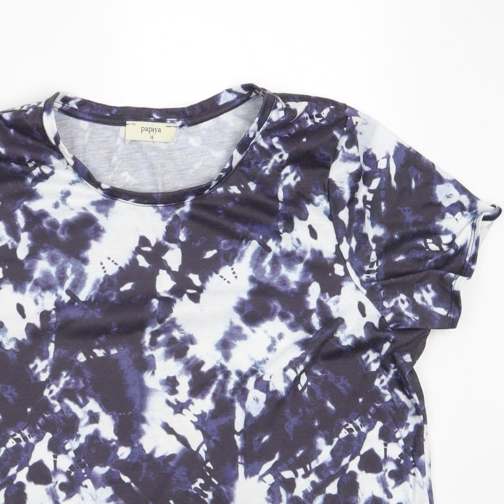 Papaya Womens Blue Colourblock  Basic T-Shirt Size 16