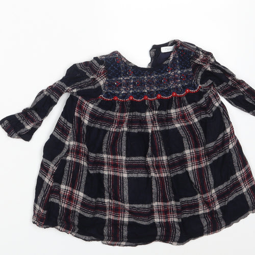 NEXT Girls Blue Check  Shirt Dress  Size 12-18 Months