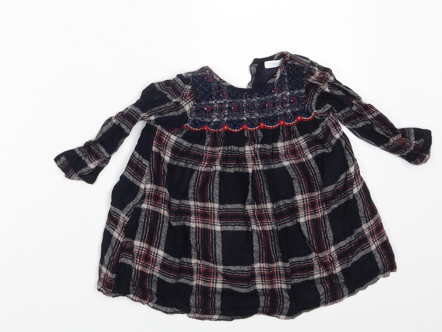NEXT Girls Blue Check  Shirt Dress  Size 12-18 Months
