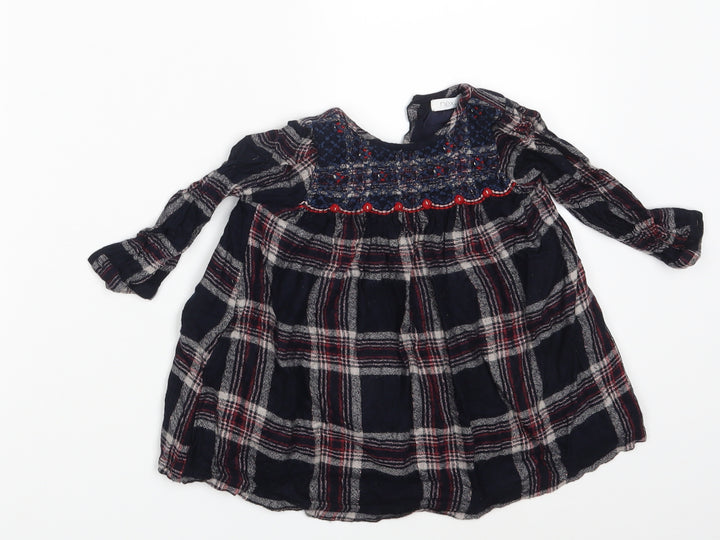 NEXT Girls Blue Check  Shirt Dress  Size 12-18 Months