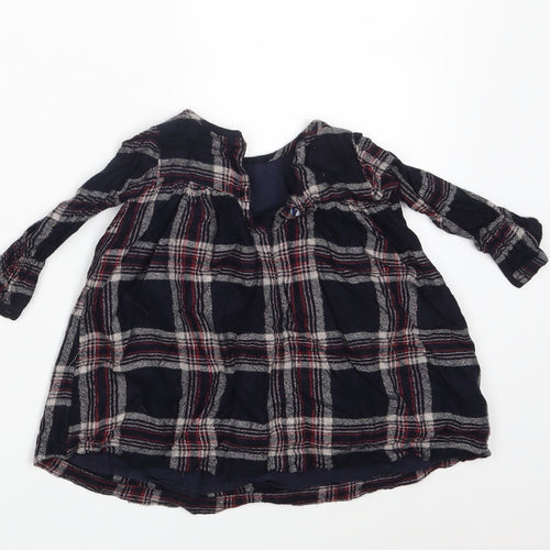 NEXT Girls Blue Check  Shirt Dress  Size 12-18 Months