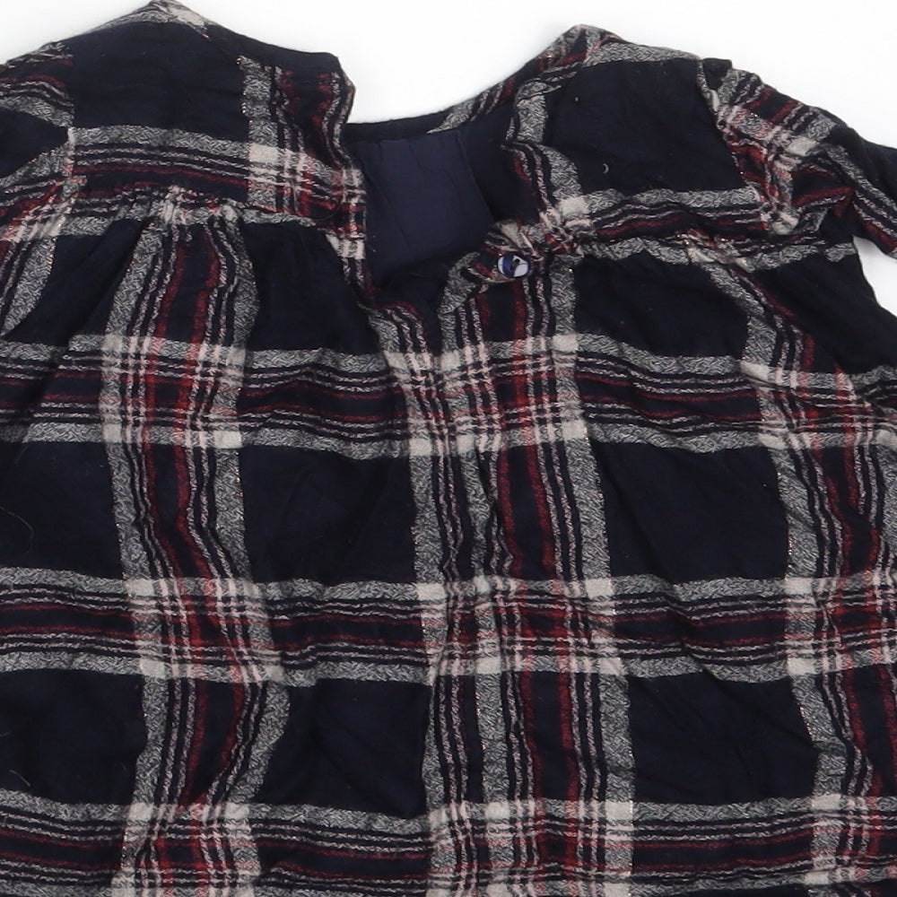 NEXT Girls Blue Check  Shirt Dress  Size 12-18 Months