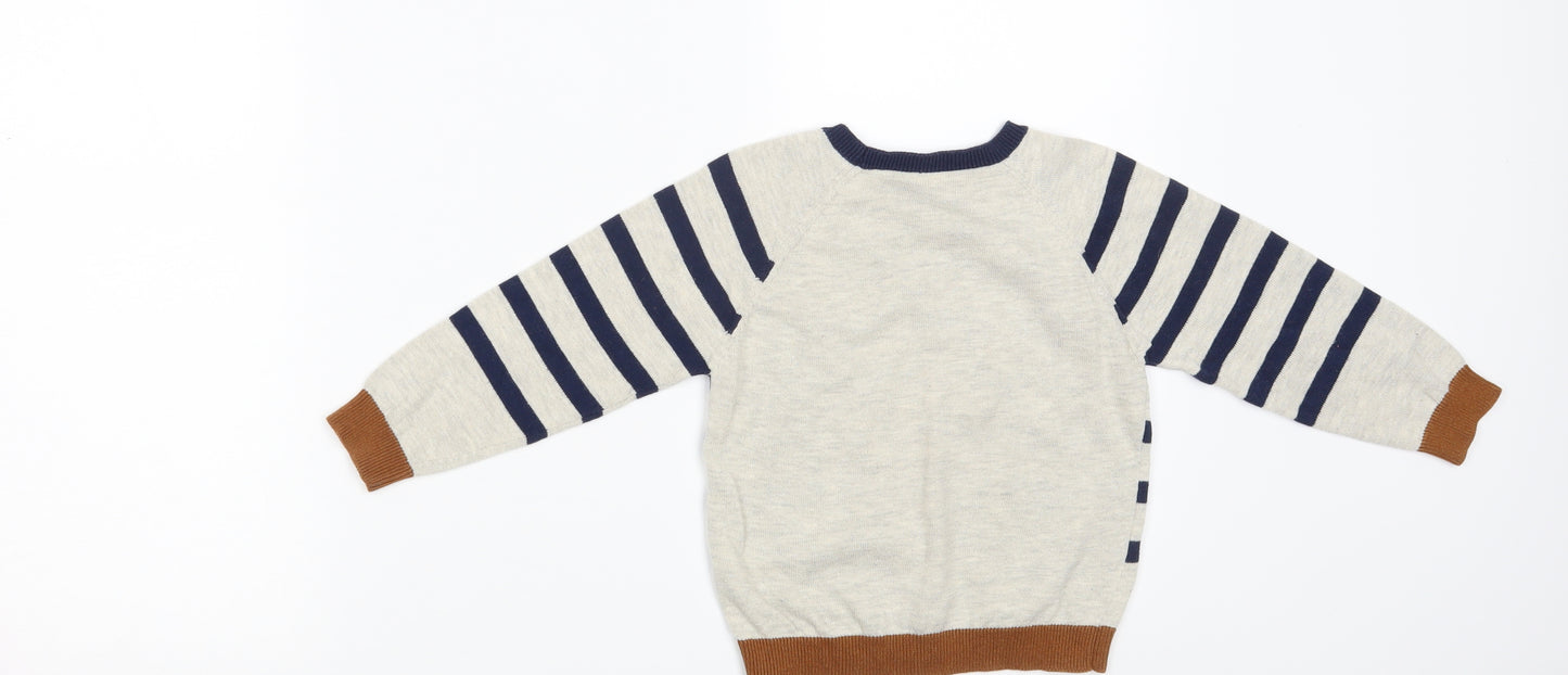 Matalan Boys Beige Striped  Pullover Jumper Size 2-3 Years