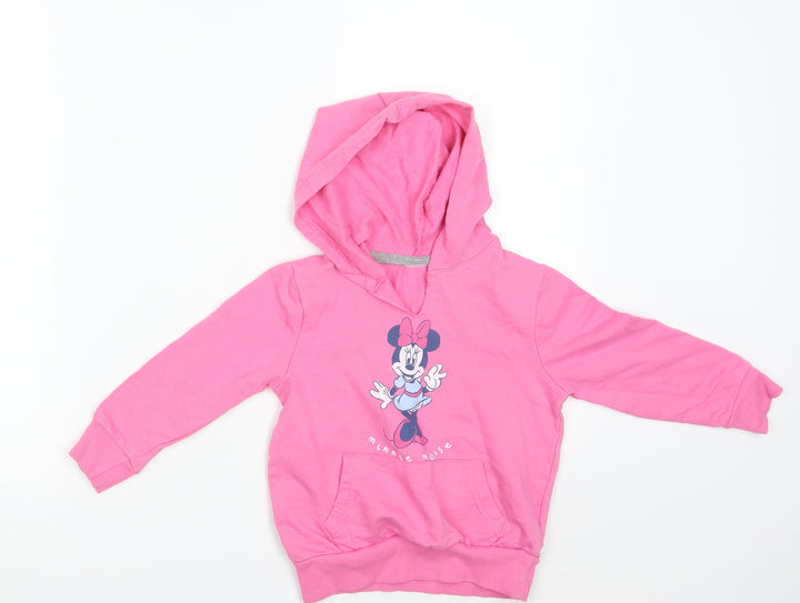 Minnie Mouse Girls Pink Pullover Hoodie One Size