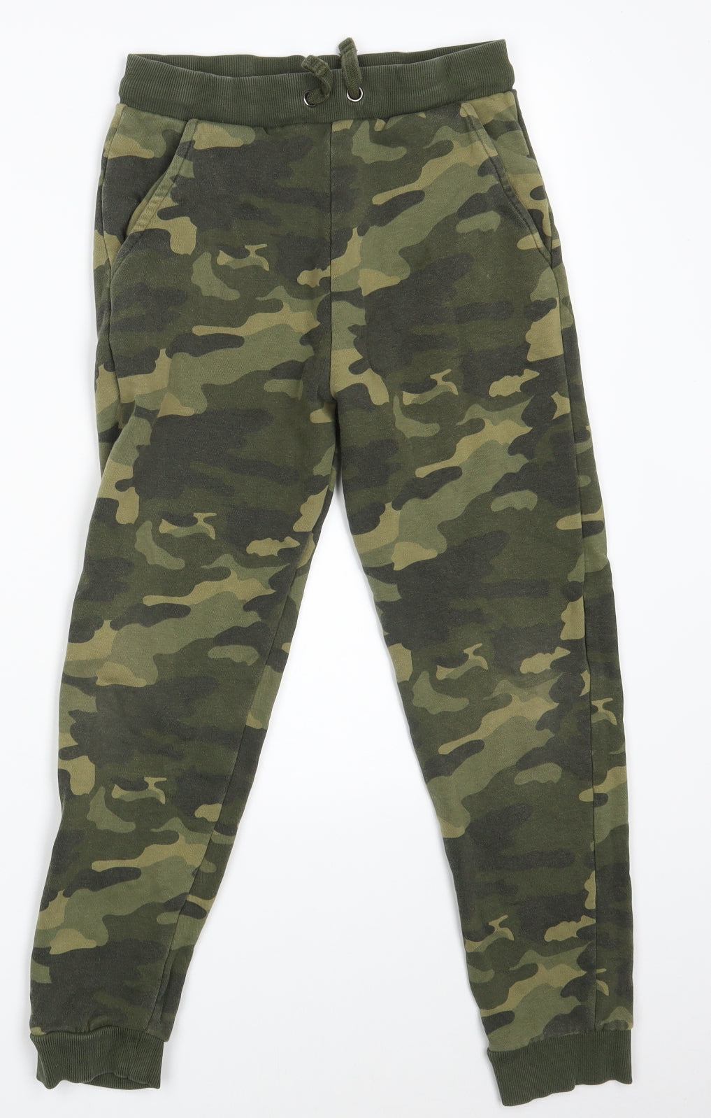 M&S Boys Green Camouflage  Jogger Trousers Size 10-11 Years