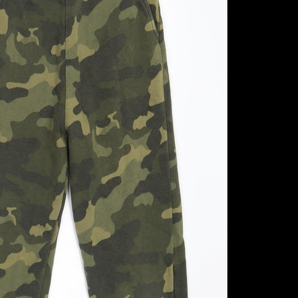M&S Boys Green Camouflage  Jogger Trousers Size 10-11 Years