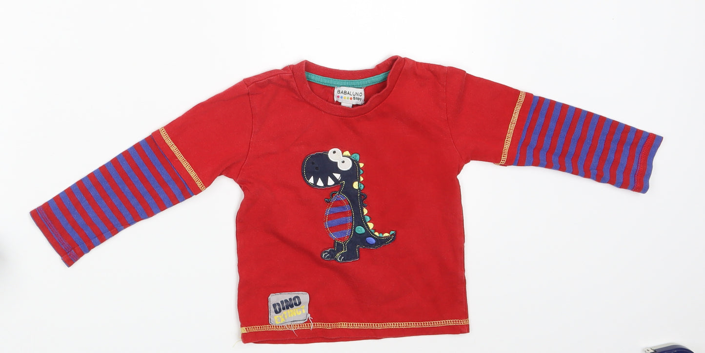 Babaluno Baby Red Striped  Basic T-Shirt Size 12-18 Months