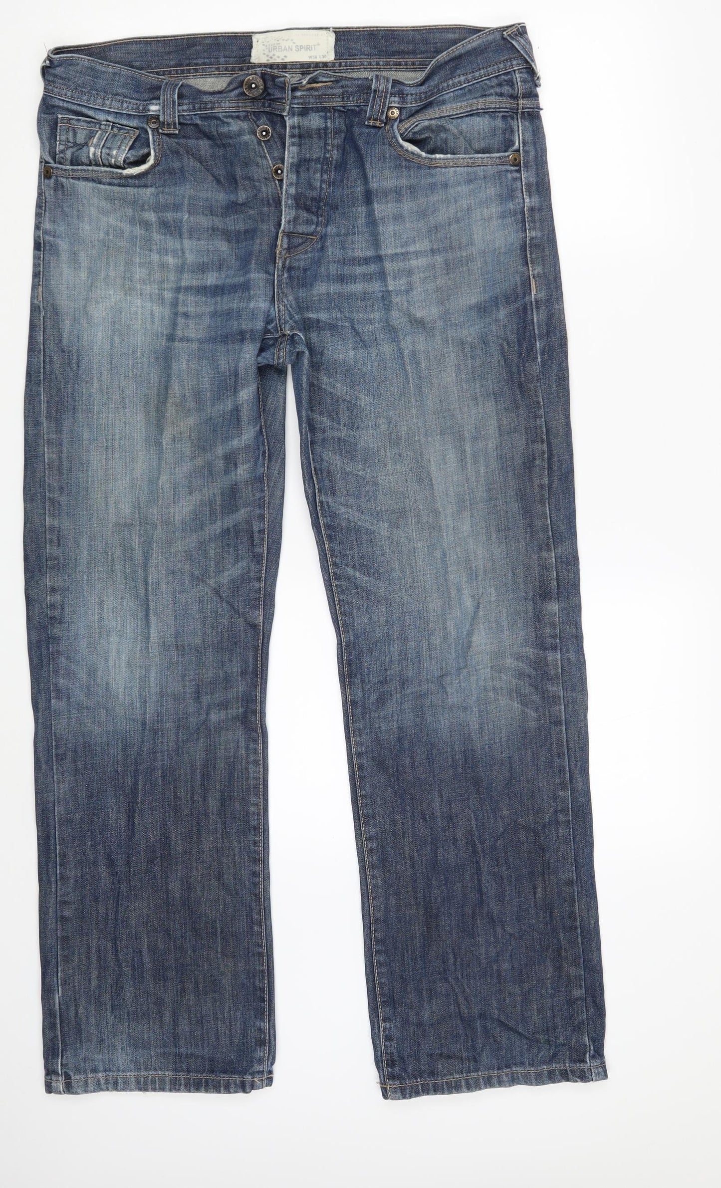 Urban Spirit Mens Blue  Denim Straight Jeans Size 34 in L30 in