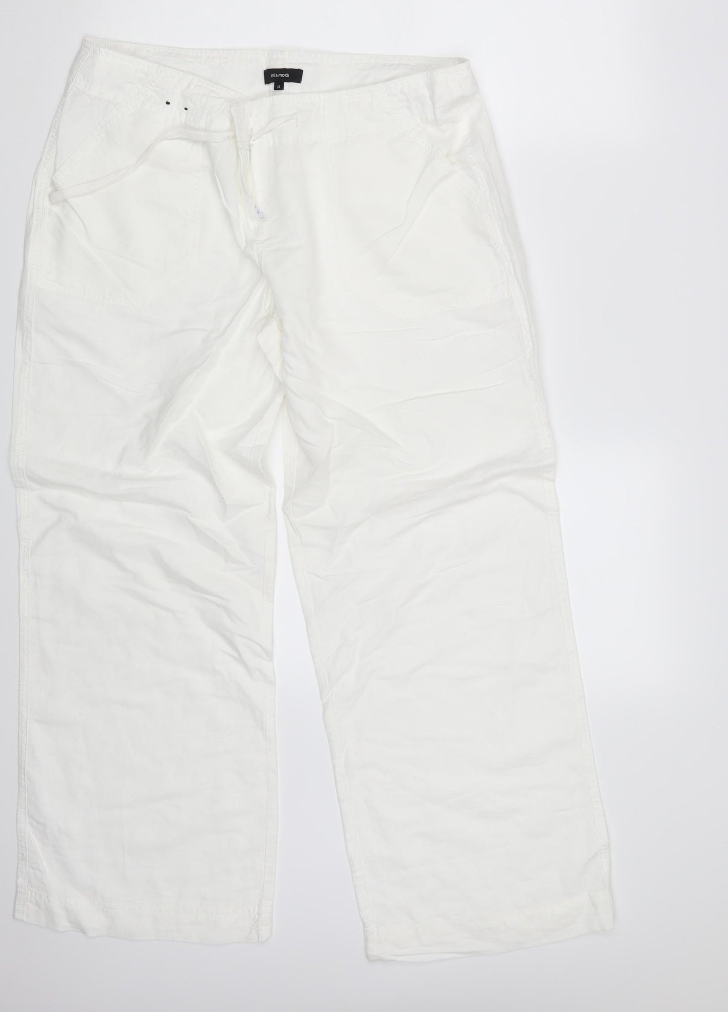 Mia Moda Womens White   Bloomer Trousers Size 14 L28 in