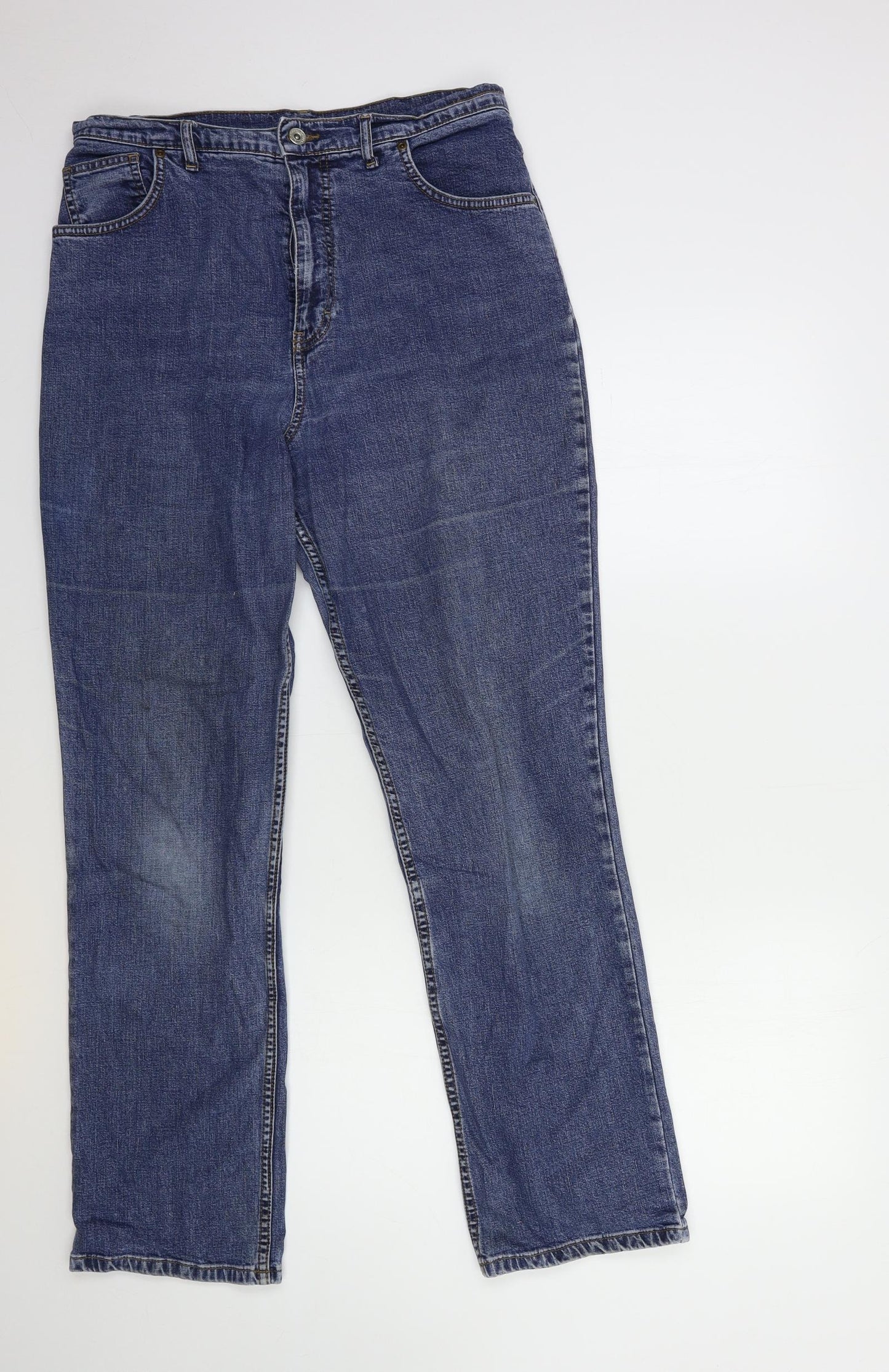 Marks and Spencer Womens Blue  Denim Straight Jeans Size 16 L30 in