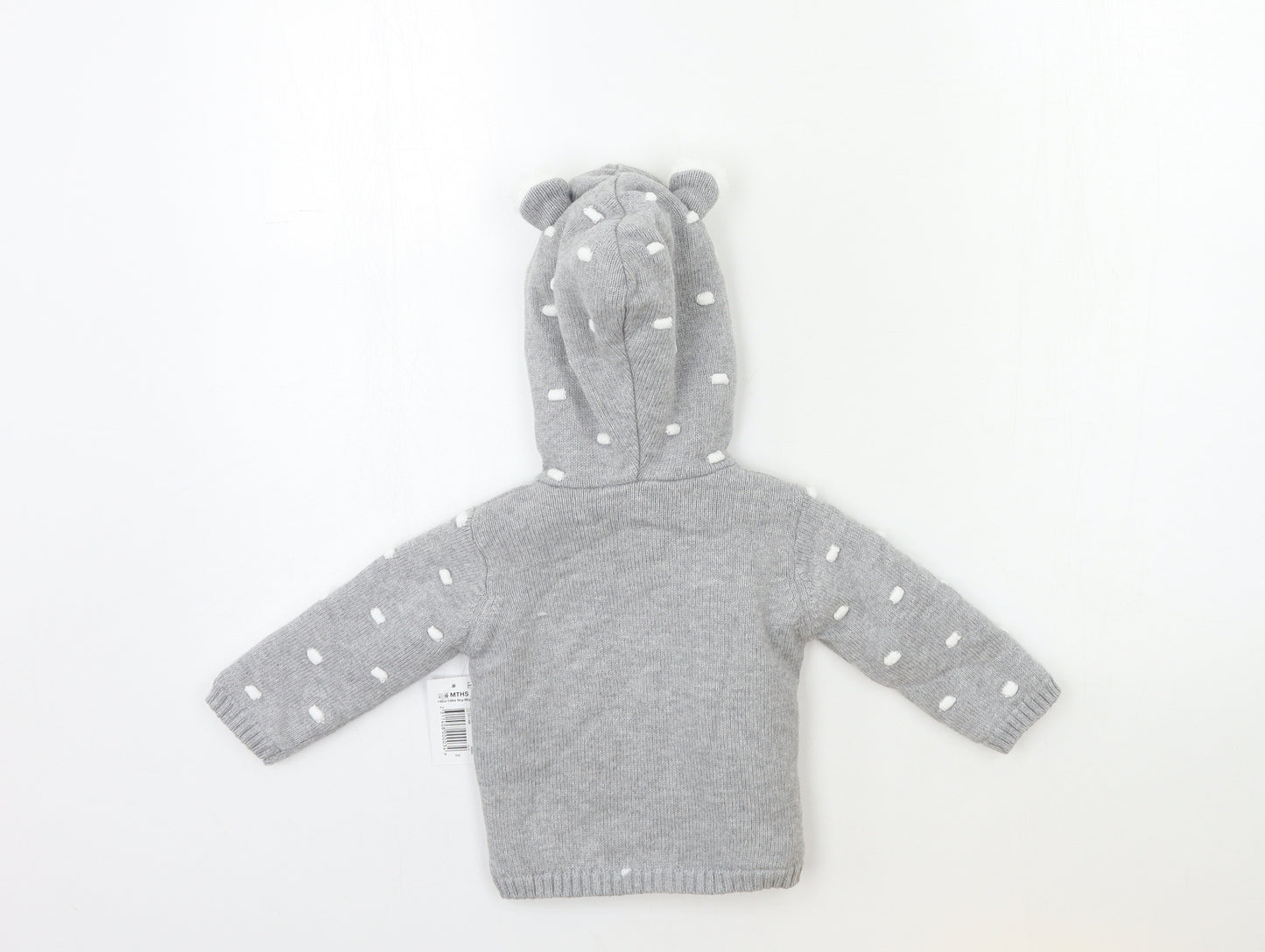 Matalan Baby Grey Polka Dot Knit Cardigan Jumper Size 3-6 Months