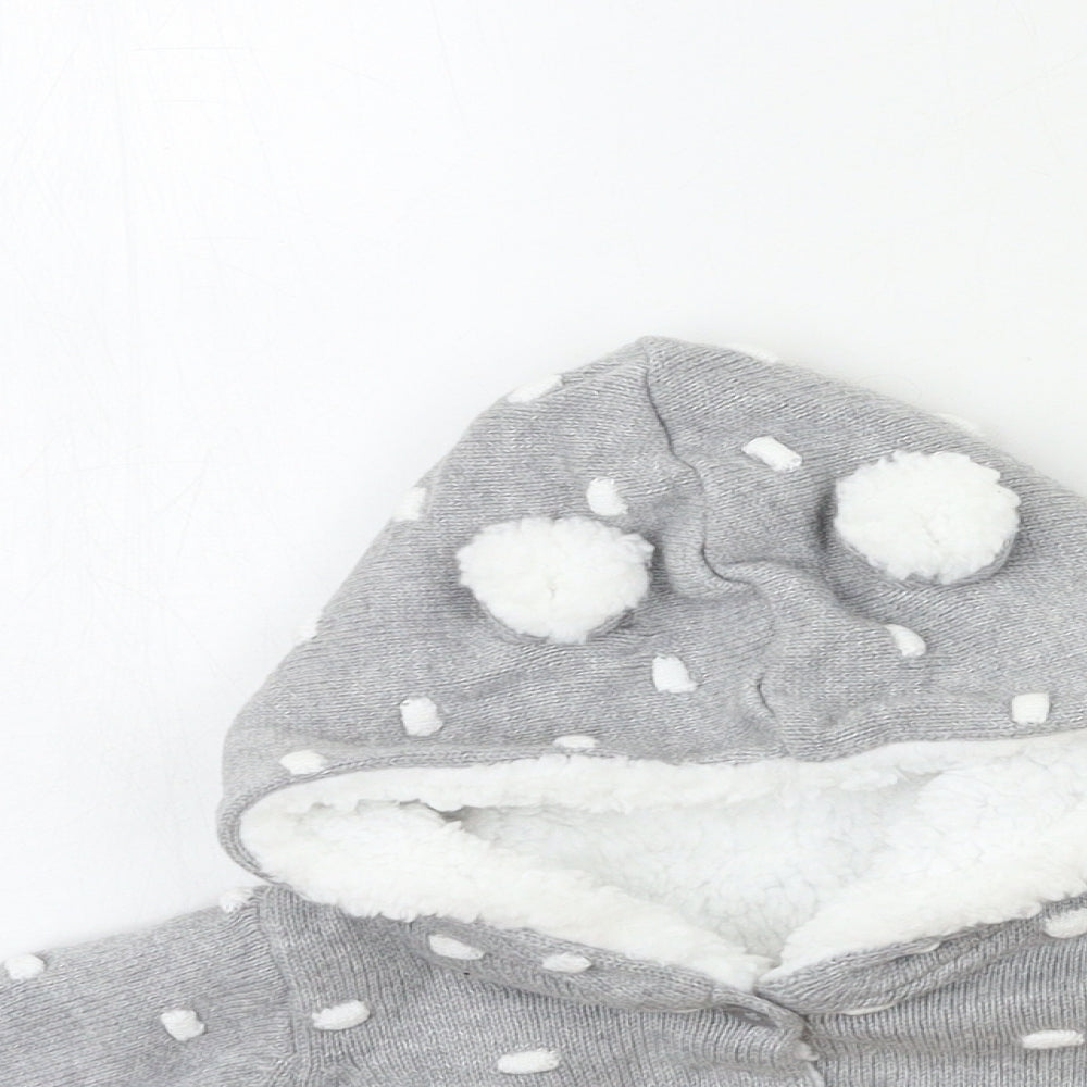 Matalan Baby Grey Polka Dot Knit Cardigan Jumper Size 3-6 Months