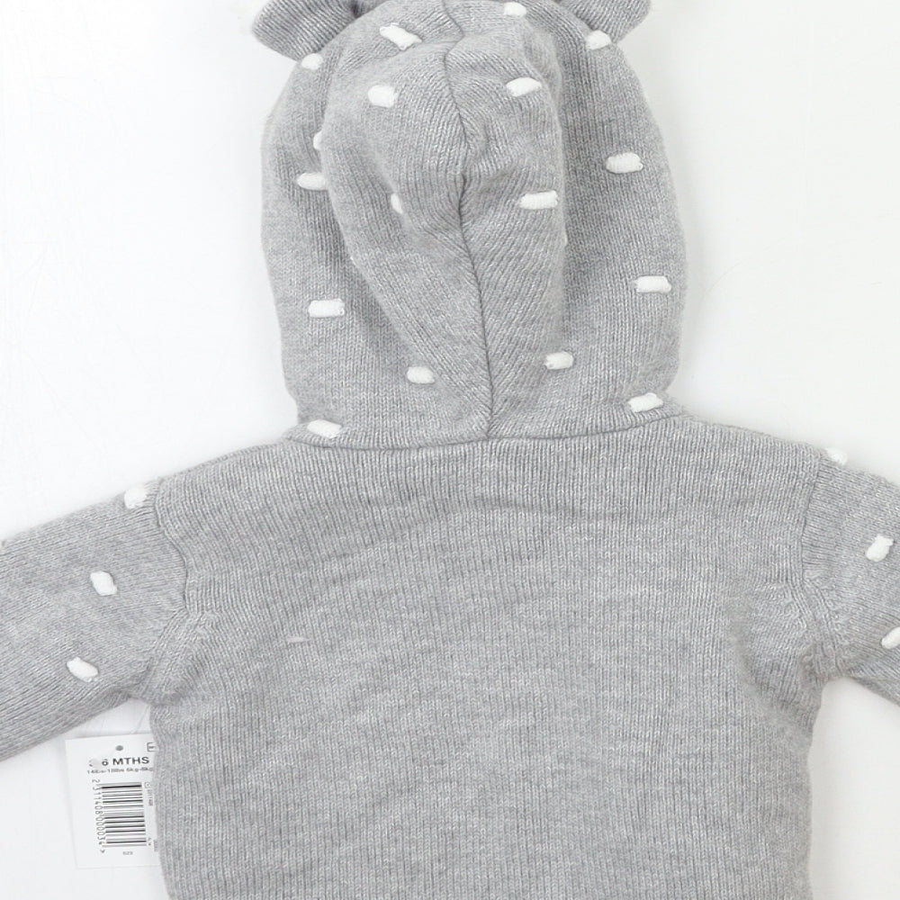 Matalan Baby Grey Polka Dot Knit Cardigan Jumper Size 3-6 Months