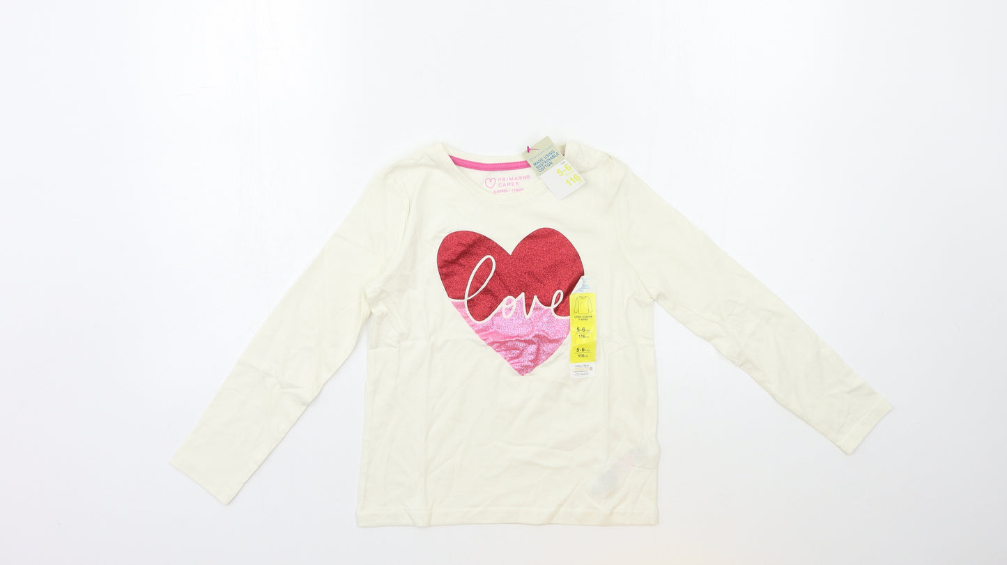 Primark Girls Beige   Basic T-Shirt Size 5-6 Years