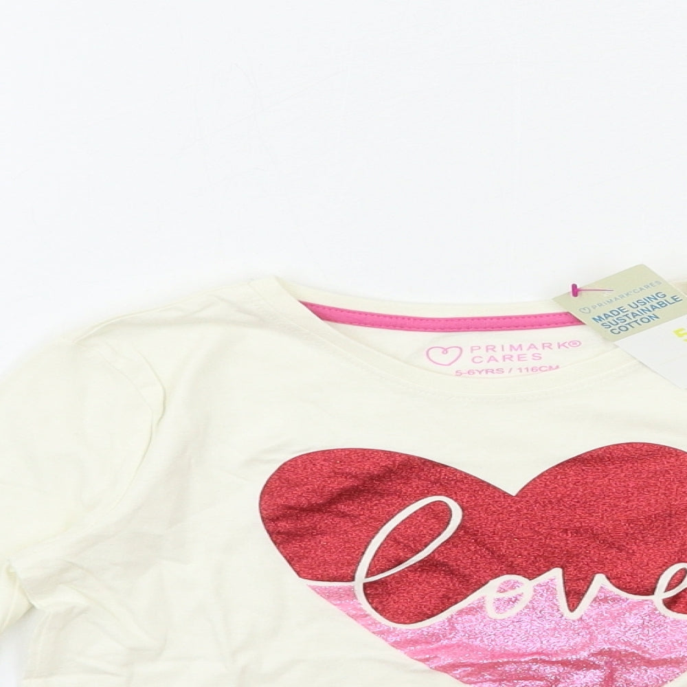Primark Girls Beige   Basic T-Shirt Size 5-6 Years