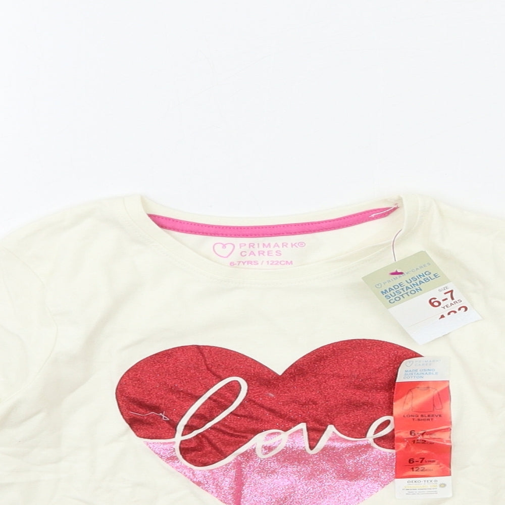 Primark Girls Beige   Basic T-Shirt Size 6-7 Years