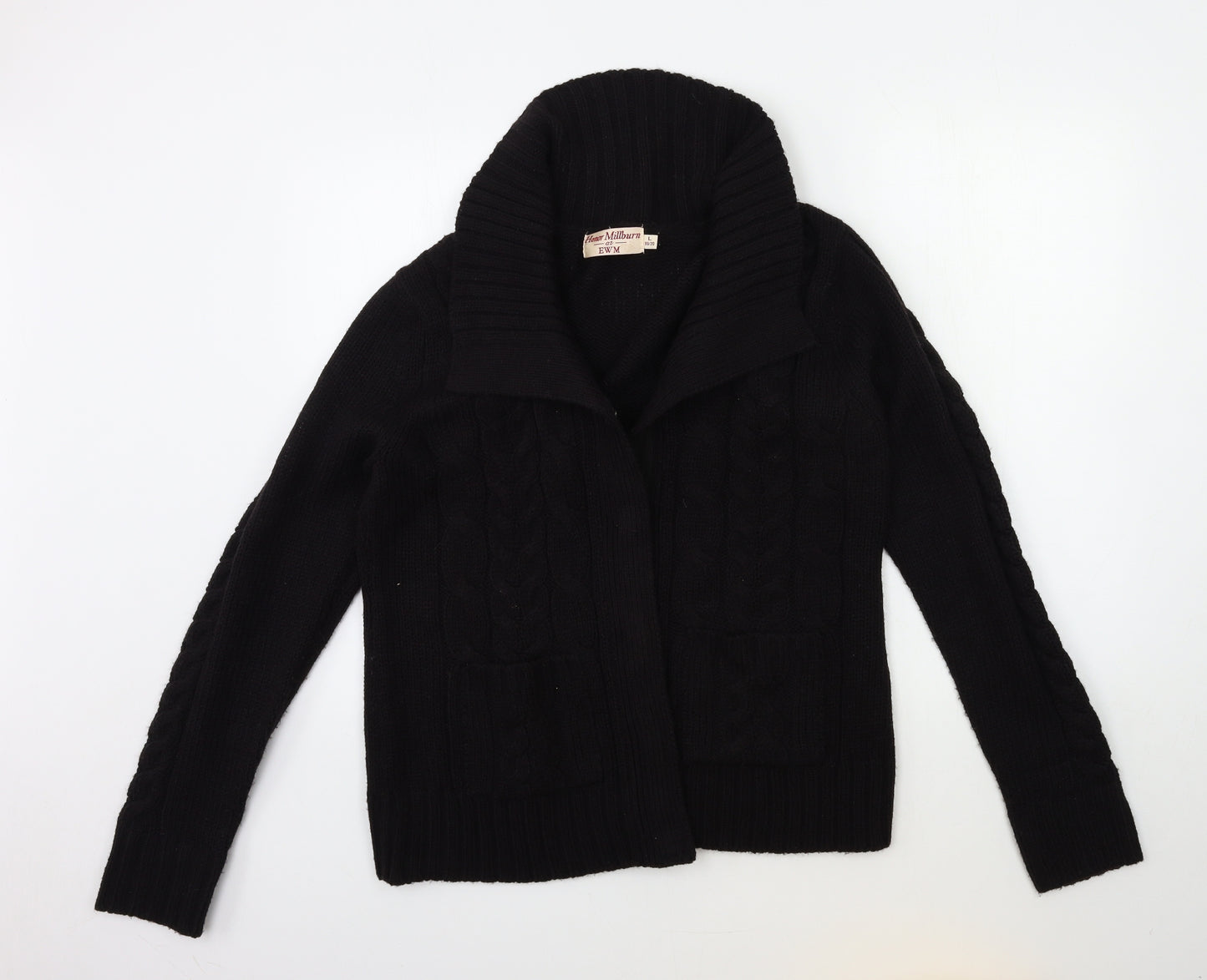 EWM Womens Black  Knit Cardigan Jumper Size 18