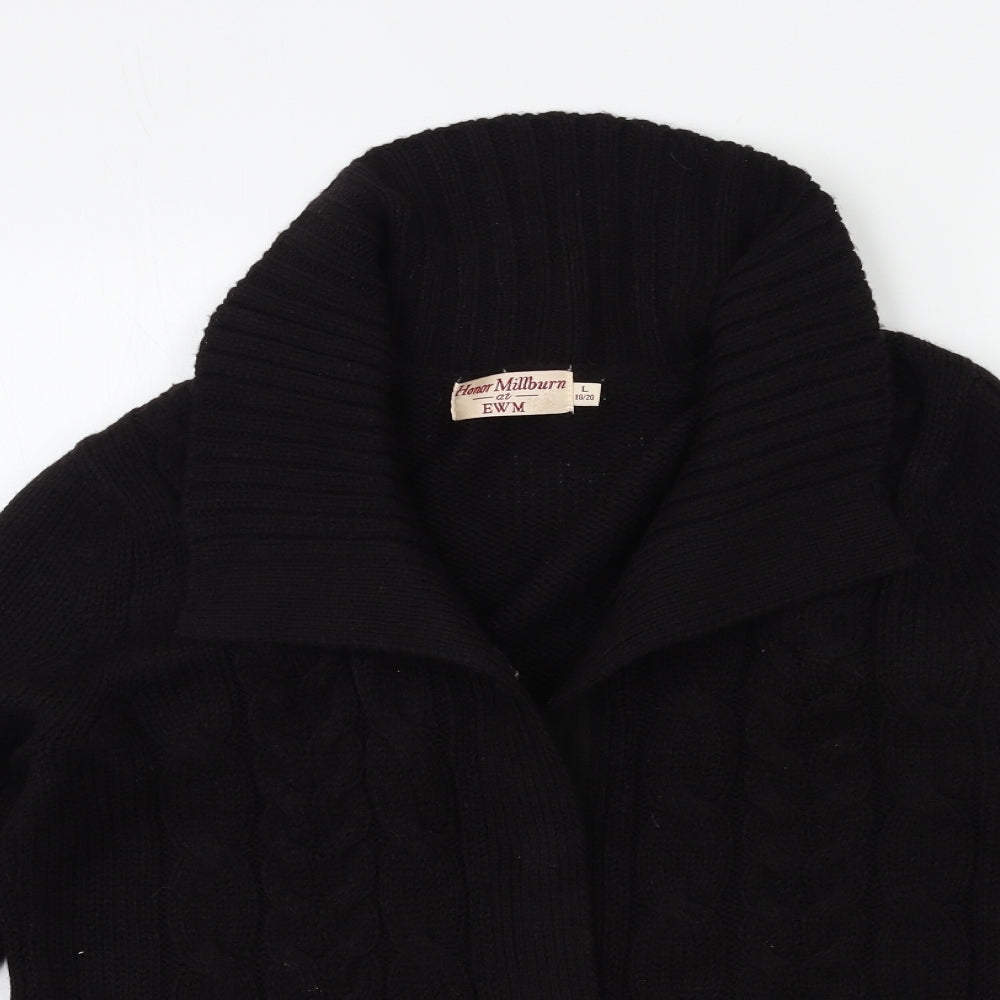 EWM Womens Black  Knit Cardigan Jumper Size 18