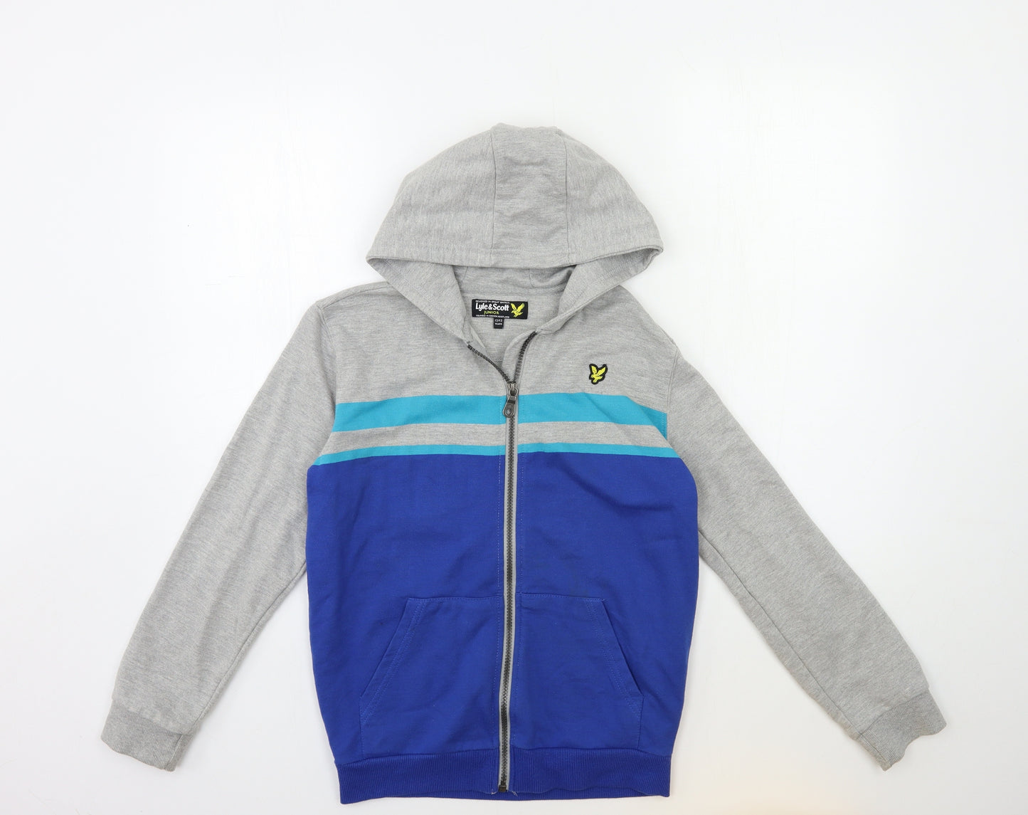 Lyle & Scott Boys Grey Striped  Full Zip Hoodie Size 12 Years