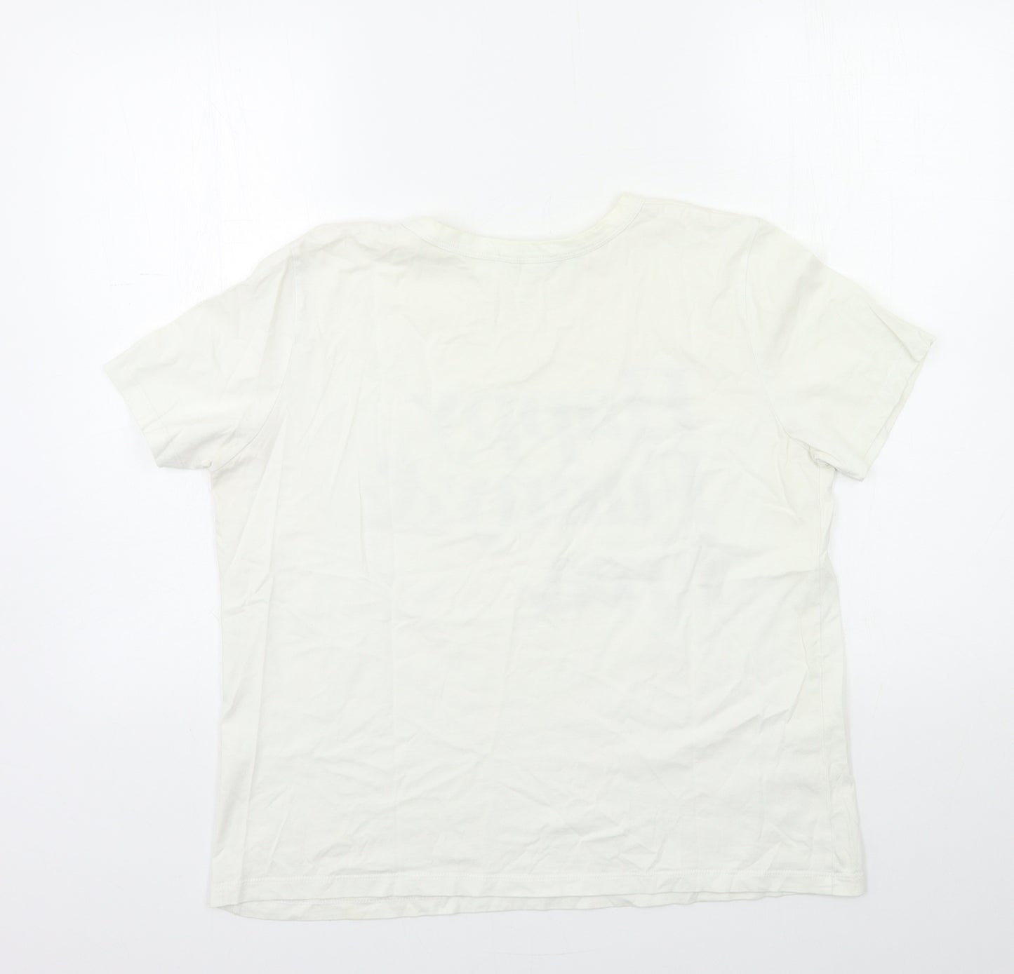 Zara Womens White   Basic T-Shirt Size L  - happy funny & free