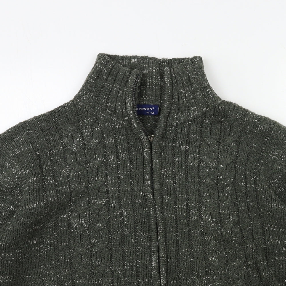 Tom Hagan Mens Green  Knit Cardigan Jumper Size L