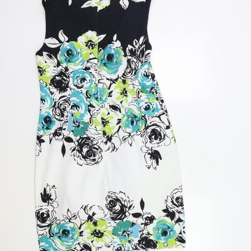 Connected Womens White Floral  A-Line  Size 10