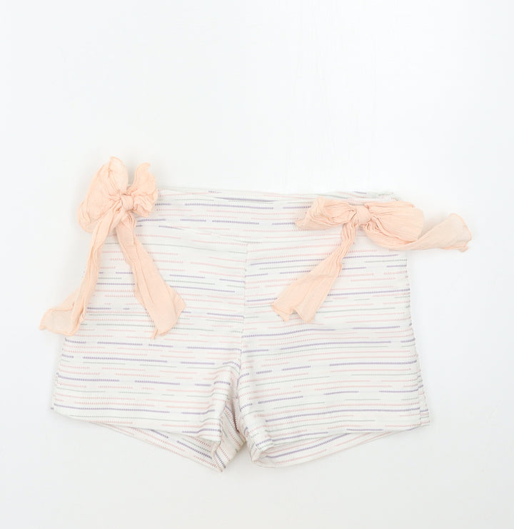 Preworn Girls White Striped  Sailor Shorts Size 10 Years