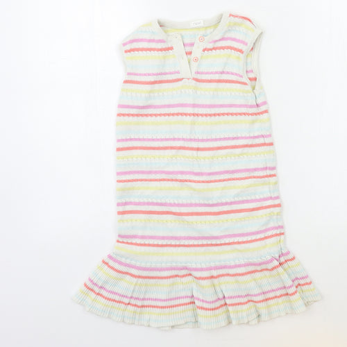 NEXT Girls White Striped Knit Jumper Dress  Size 5-6 Years