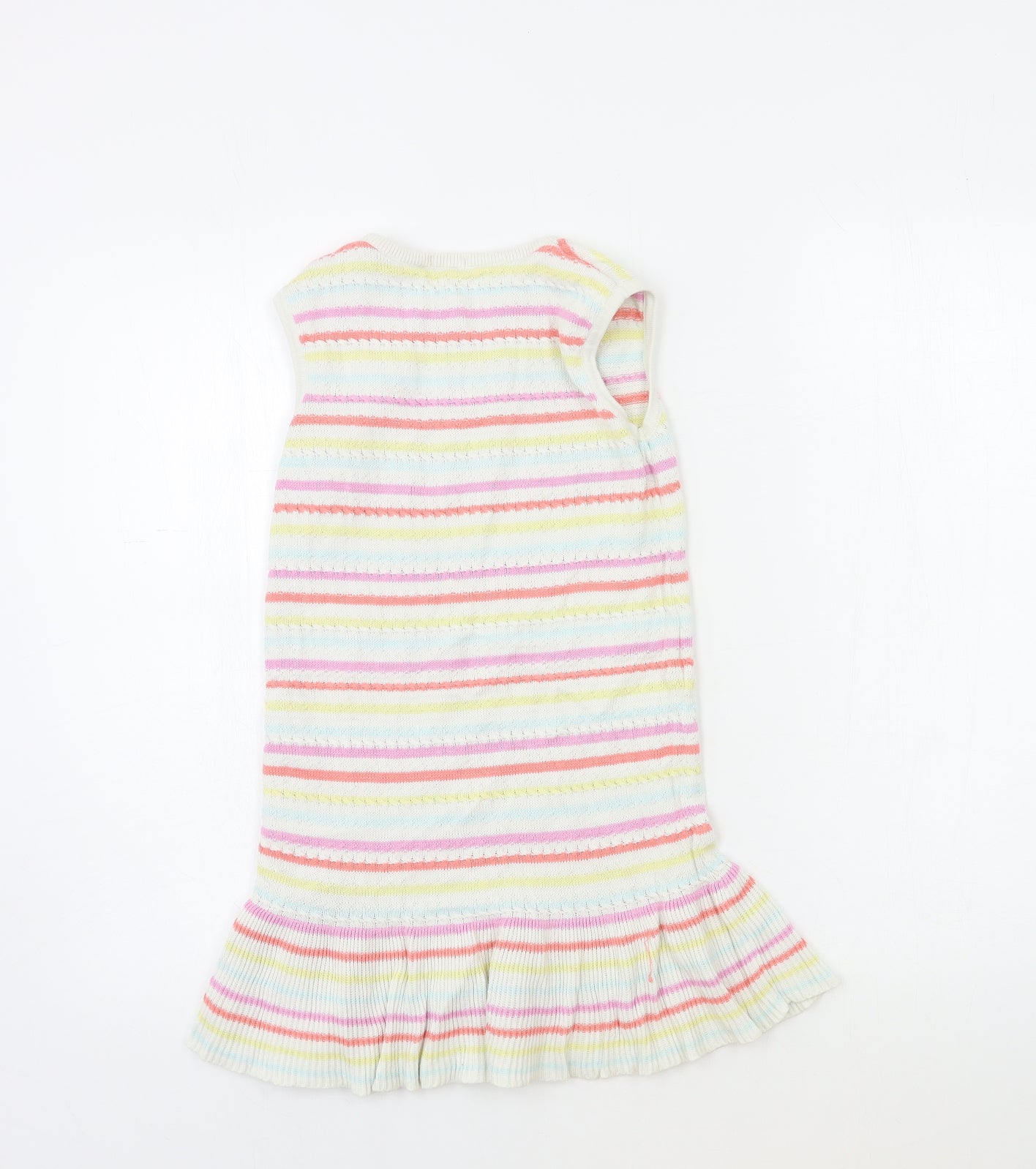 NEXT Girls White Striped Knit Jumper Dress  Size 5-6 Years