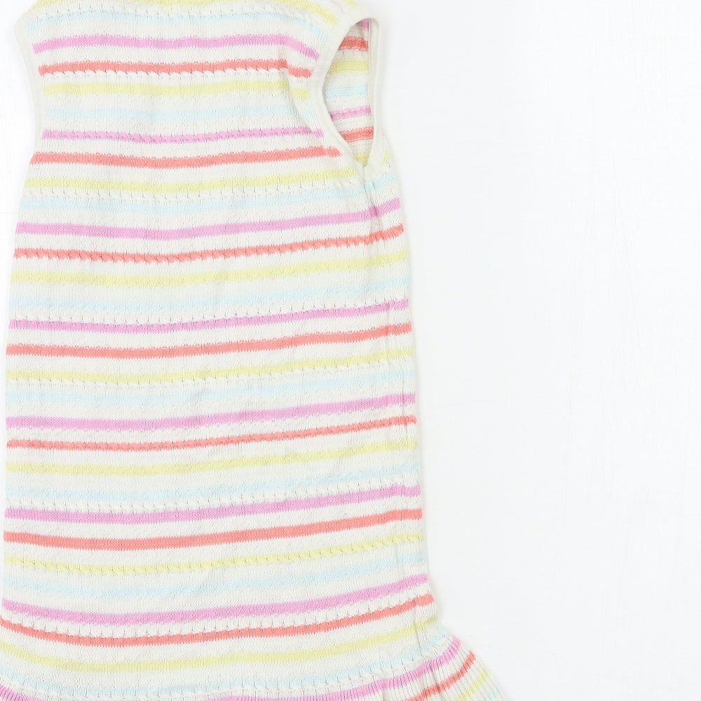 NEXT Girls White Striped Knit Jumper Dress  Size 5-6 Years