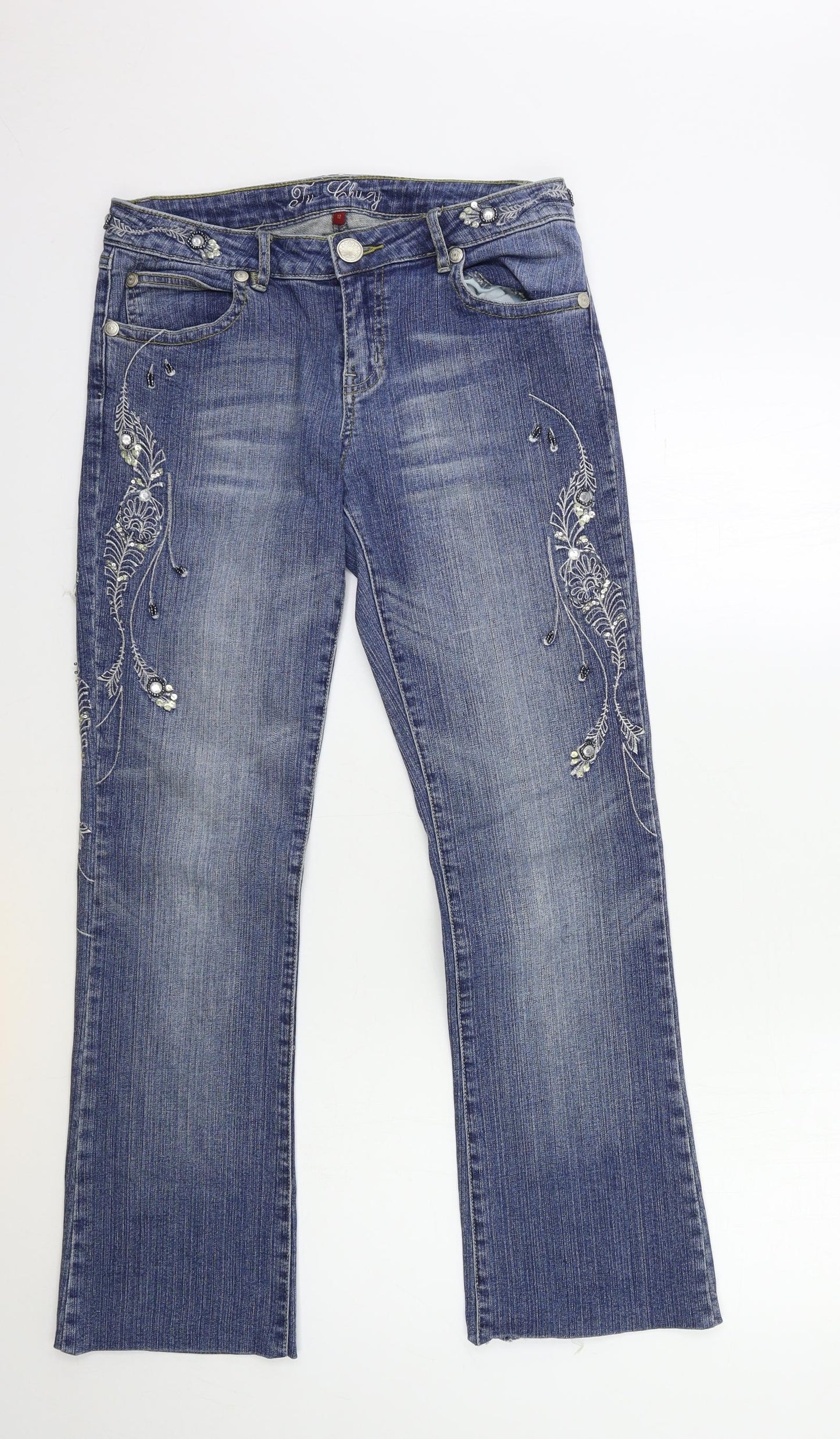 TU Womens Blue  Denim Flared Jeans Size 12 L29 in