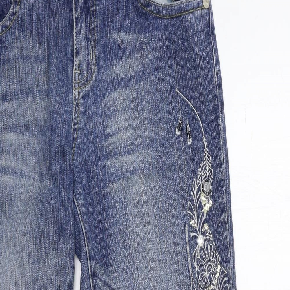 TU Womens Blue  Denim Flared Jeans Size 12 L29 in