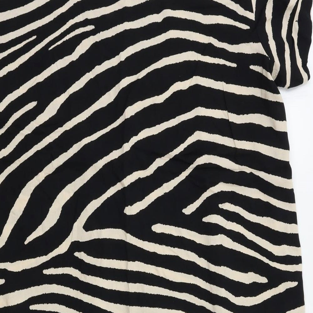 H&M Womens Black Animal Print  Basic Blouse Size 16