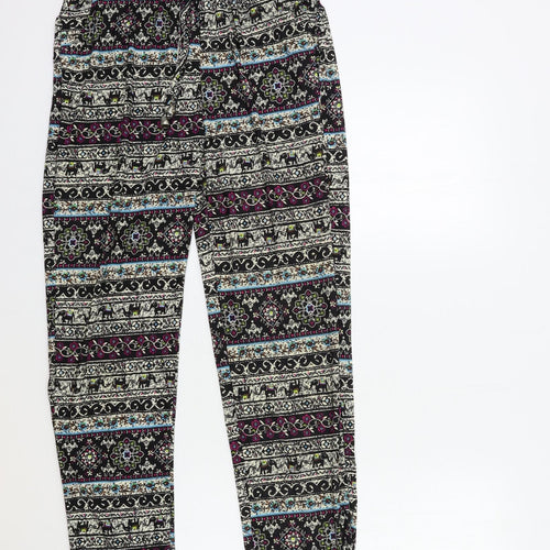 shi sheng Womens Black Geometric  Trousers  Size 28 in L27 in