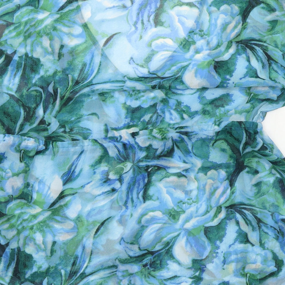 Changes Womens Blue Floral  Basic Blouse Size 16