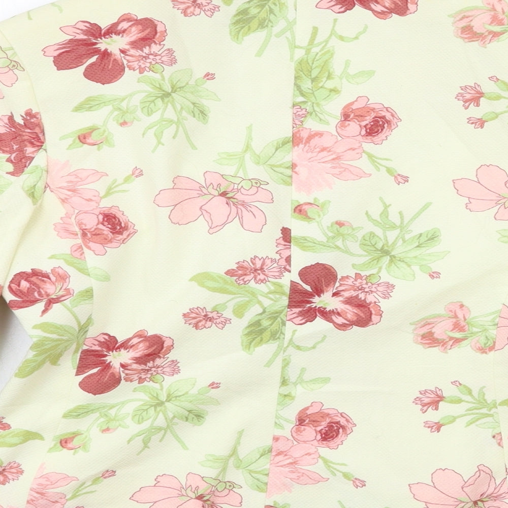 Laura Ashley Womens Beige Floral  Jacket Blazer Size 10