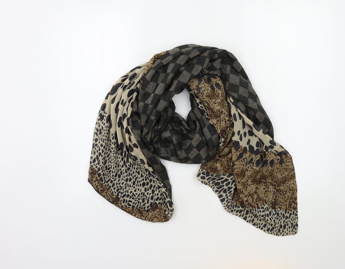 Preworn Womens Beige Animal Print   Scarf