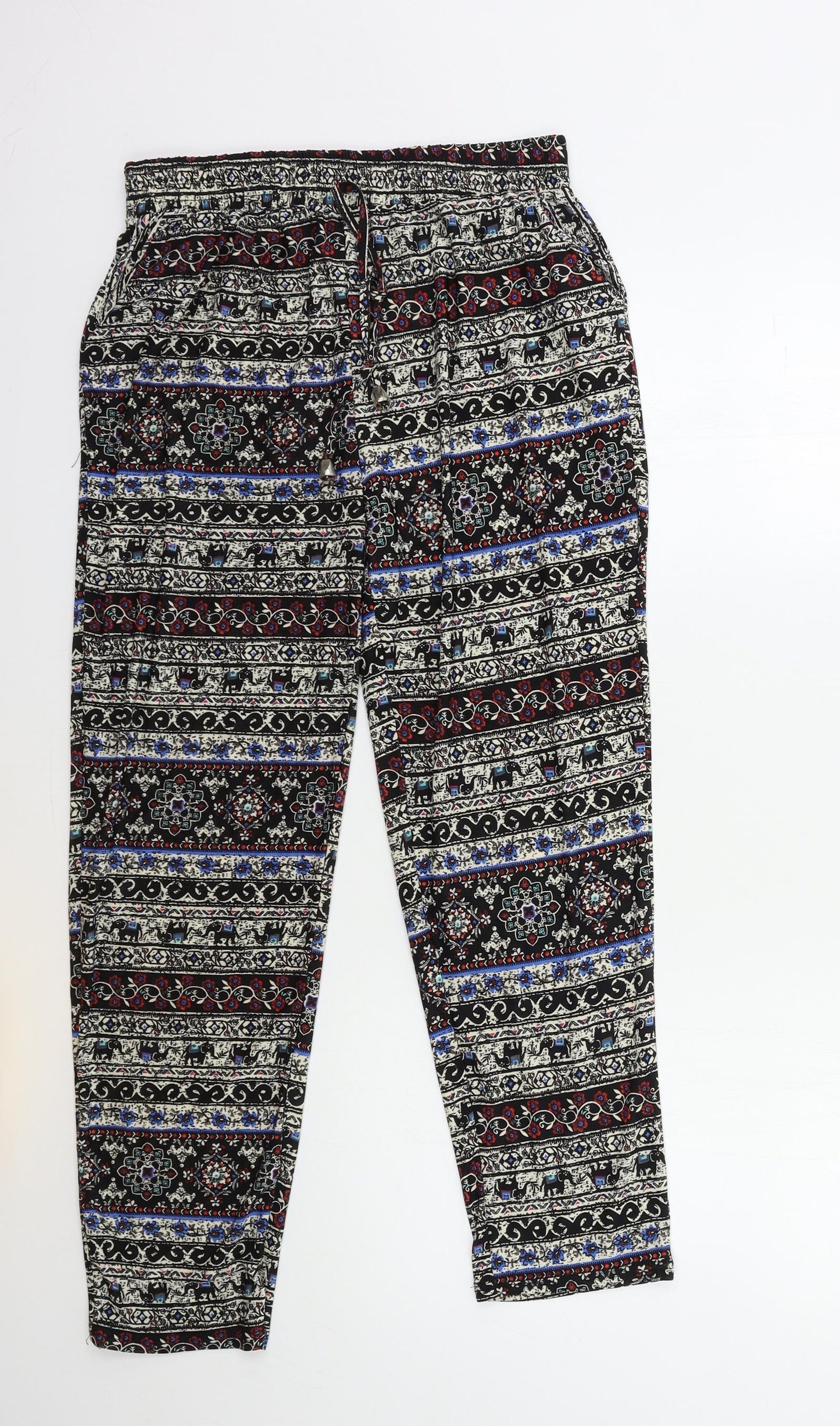 SHE SHENG Womens Black Geometric  Trousers  Size 28 in L27 in