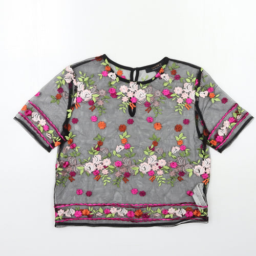 FOREVER 21 Womens Black Floral  Basic T-Shirt Size S