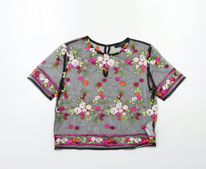 FOREVER 21 Womens Black Floral  Basic T-Shirt Size S
