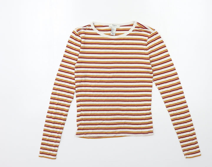 FOREVER 21 Womens Red Striped Basic T-Shirt Size S