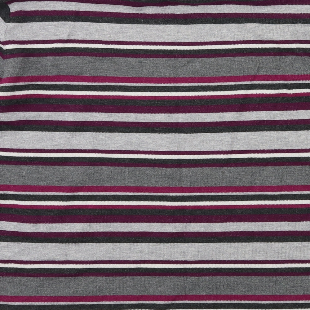 Preworn Womens Grey Striped Knit Pullover Jumper Size 14
