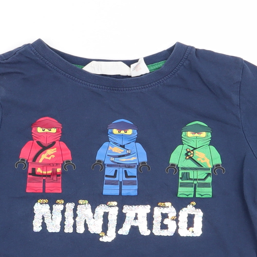 H&M Girls Blue   Basic T-Shirt Size 5-6 Years