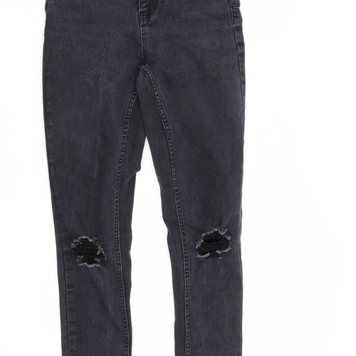 New Look Womens Grey   Skinny Jeans Size 6 L28 in - RIPPED JEANS