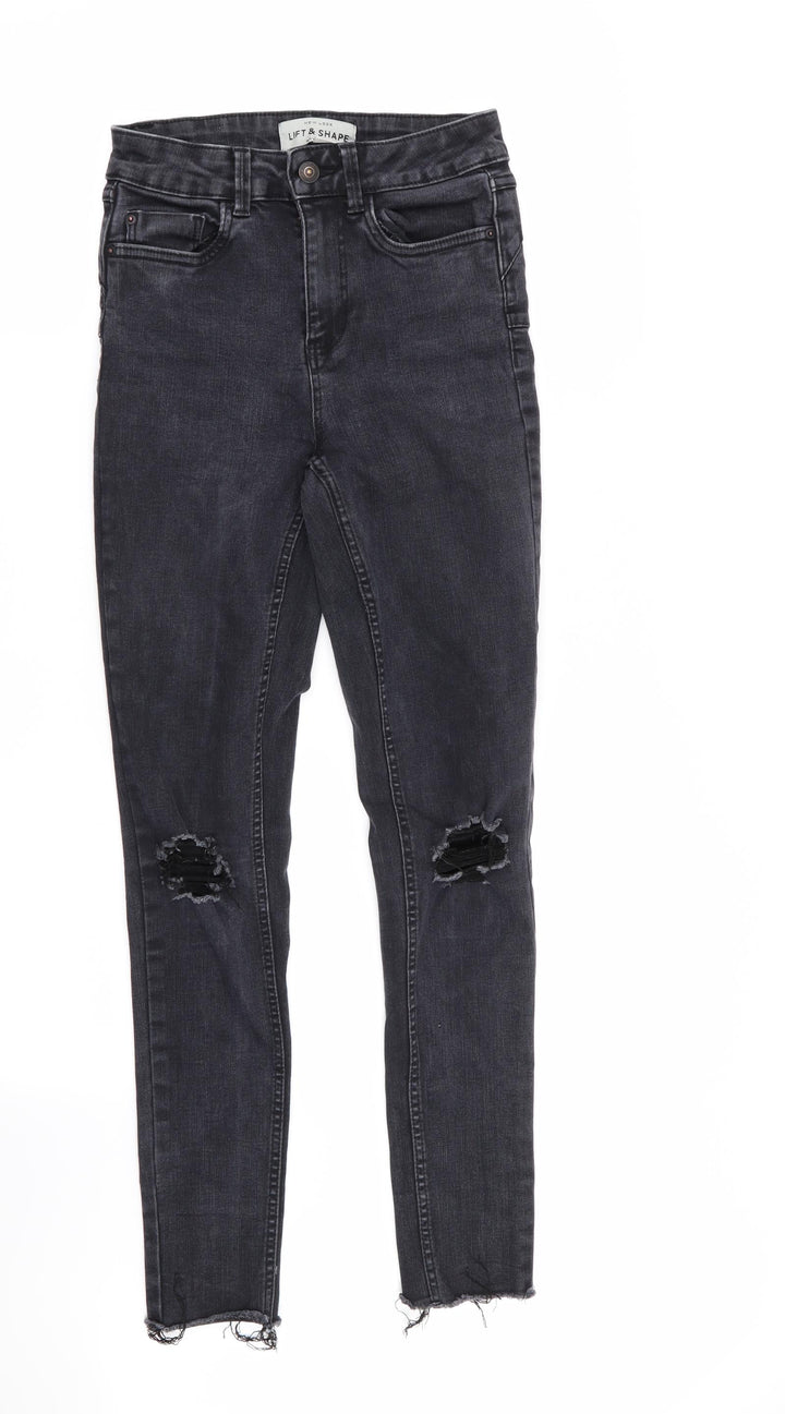 New Look Womens Grey Skinny Jeans Size 6 L28 in - RIPPED JEANS