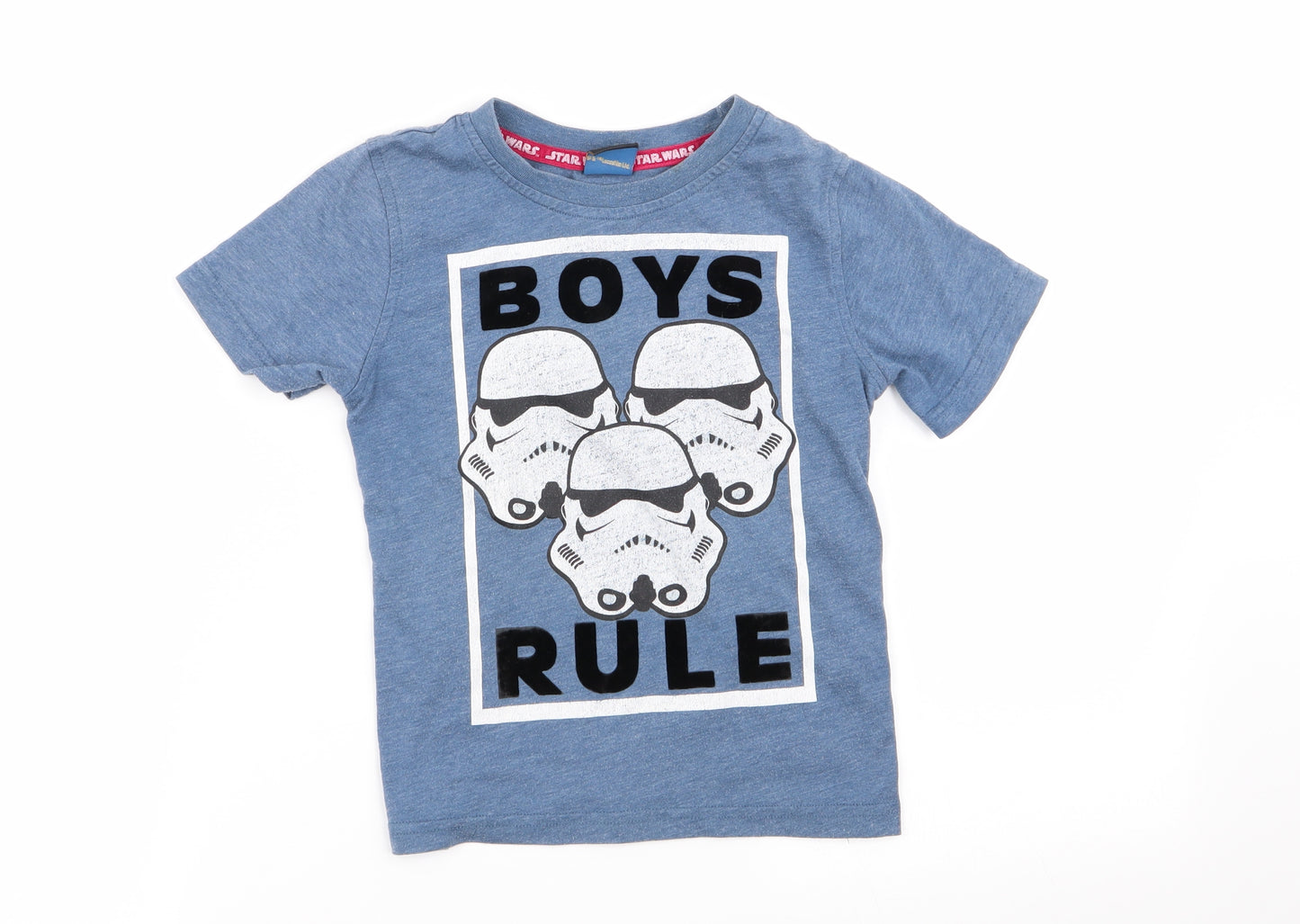 Asda George Boys Blue Geometric  Basic T-Shirt Size 3-4 Years  - star wars